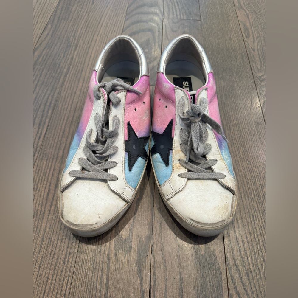 Golden Goose Pink and Blue Sneakers